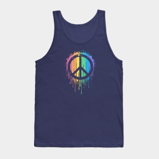 Rainbow Drip Peace Tank Top